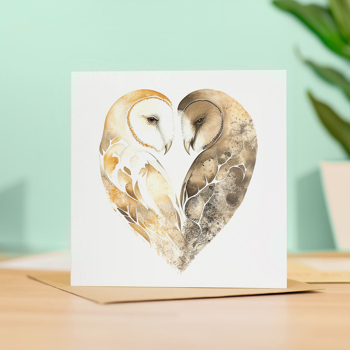 Anniversary Valentine Card for Wife Husband Boyfriend Girlfriend Sand Owls