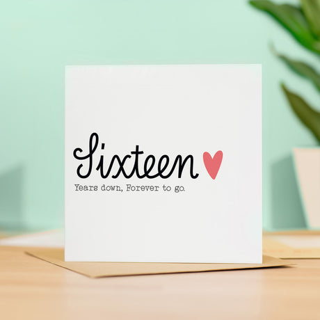 16 Year Anniversary Card Wife Husband 16th Wedding Sixteen Years Celebration