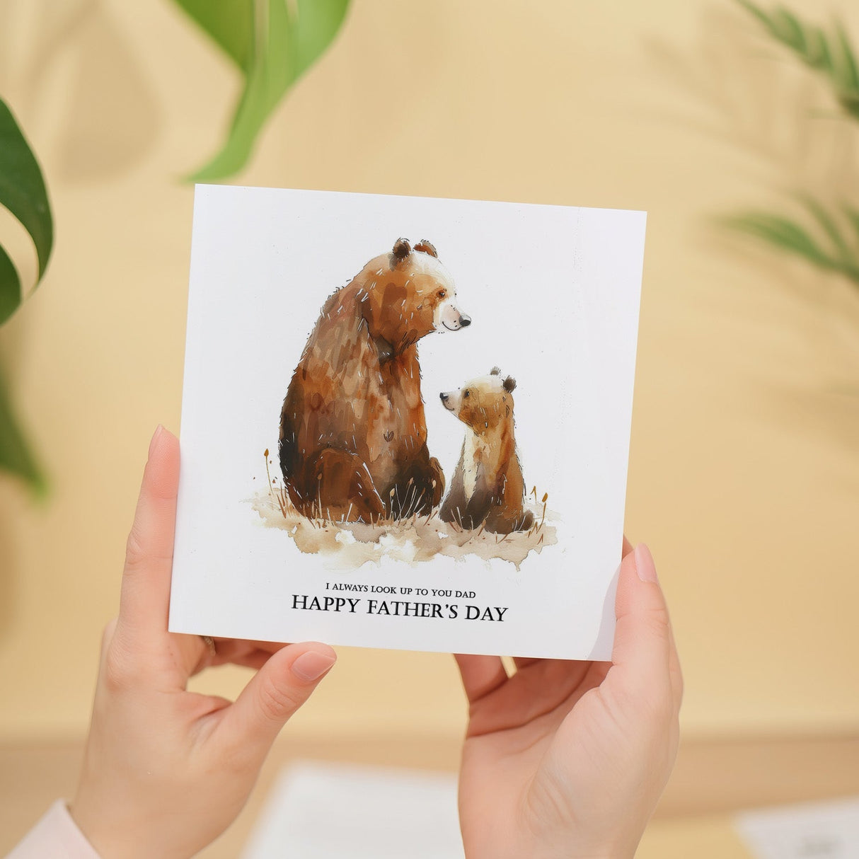 Fathers Day Card Dad Bear Cub Illustration Always Look Up To You Gift