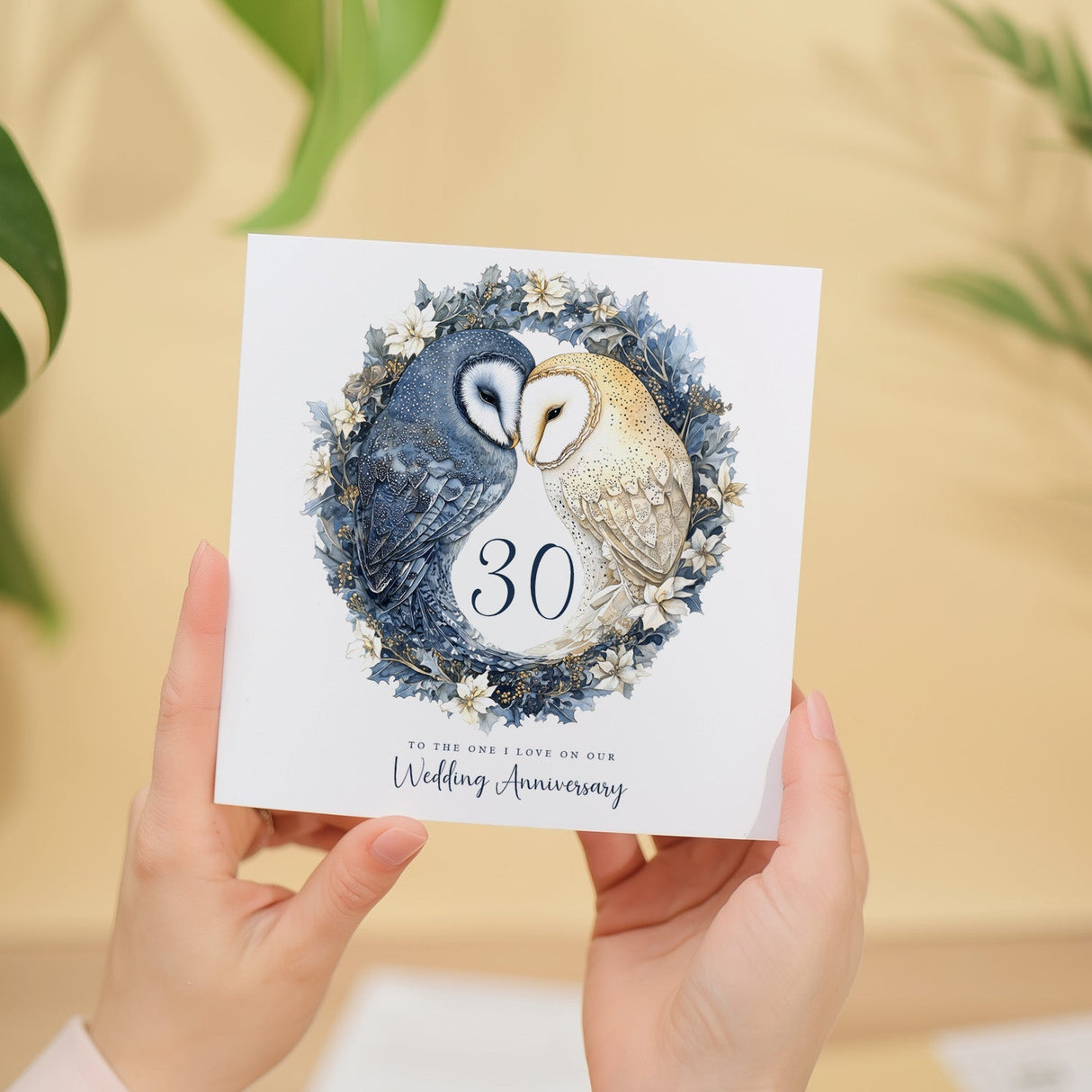 30th Wedding Anniversary Card Owl Design 30 Year Pearl Wedding Anniversary Card