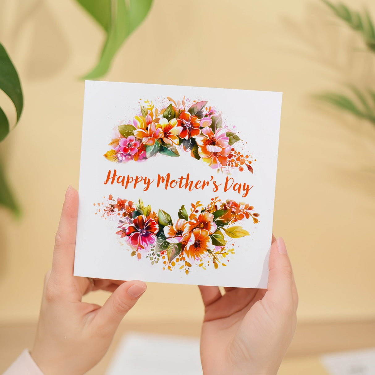 Mothers Day Card Flower Garland for Mum Mommy Mothering Sunday