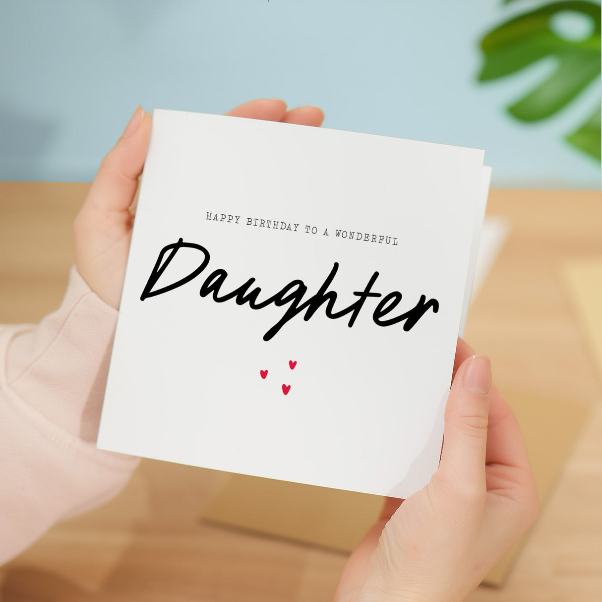 Happy Birthday Card for Wonderful Daughter Simple Love Hearts Design