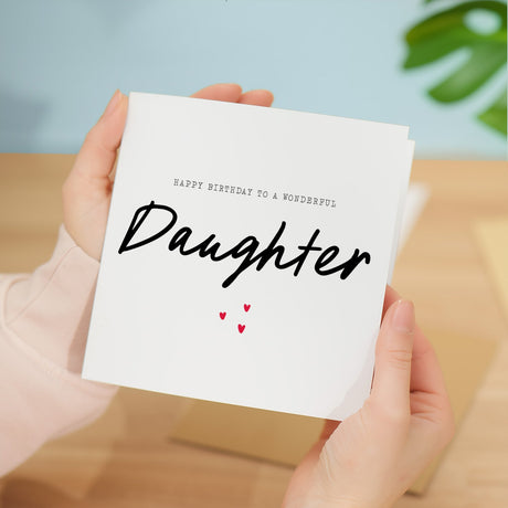 Happy Birthday Card for Wonderful Daughter Simple Love Hearts Design