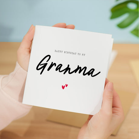 Granma Birthday Card Happy Simple Love Hearts Design