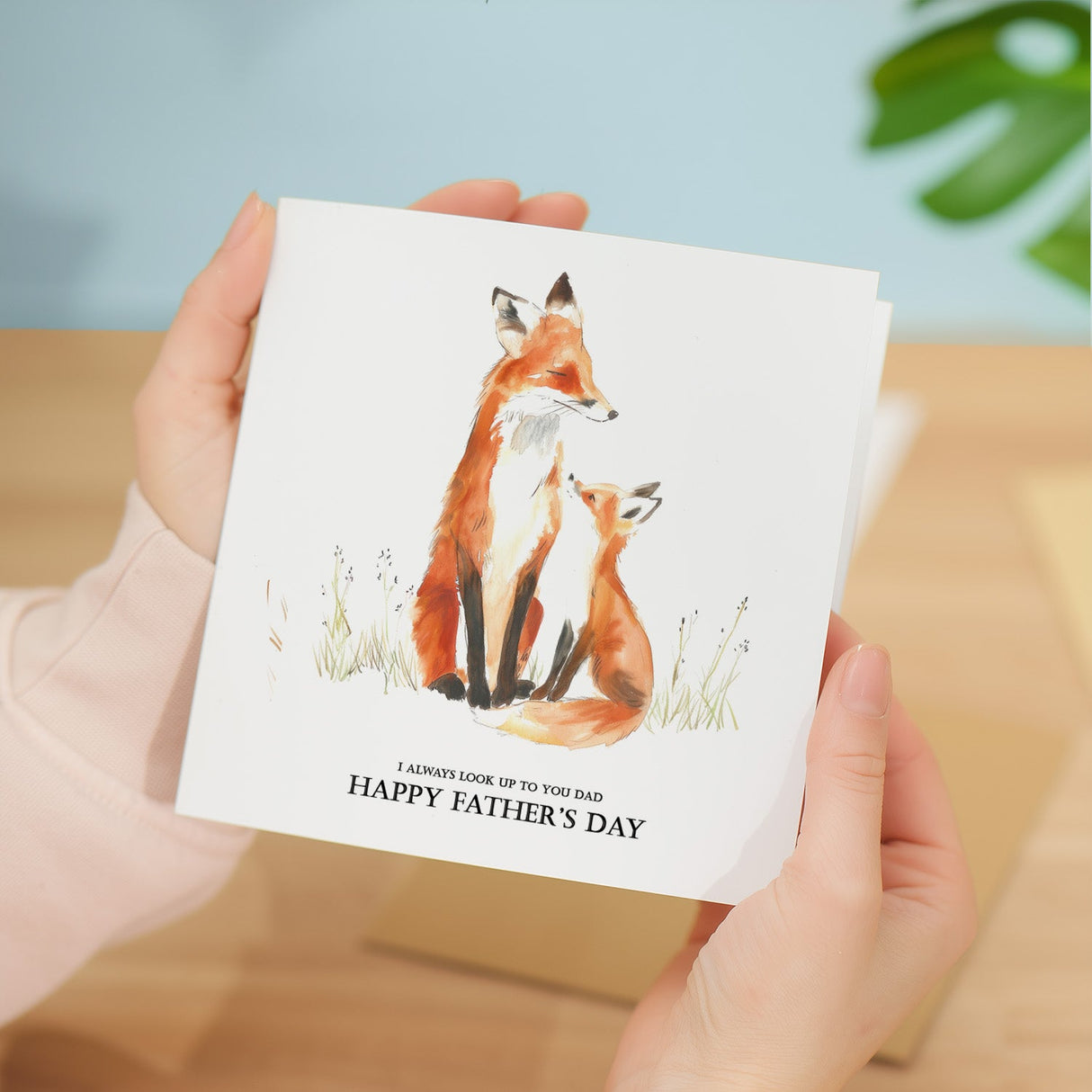 Fathers Day Card Fox Cub Illustration Dad Gift Always Look Up To You