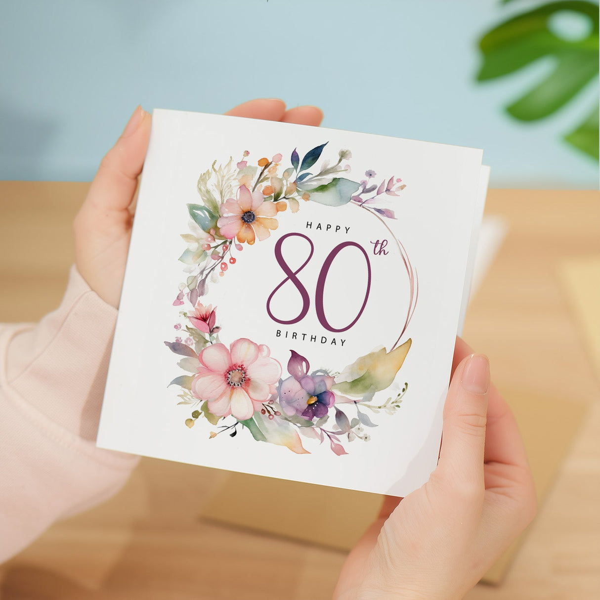 80th Birthday Card Floral Design For Mum Gran Grandma Auntie Friend