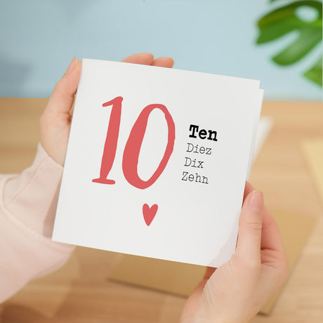 10 Year Anniversary Card for Husband Wife Boyfriend Girlfriend 10th Year Card