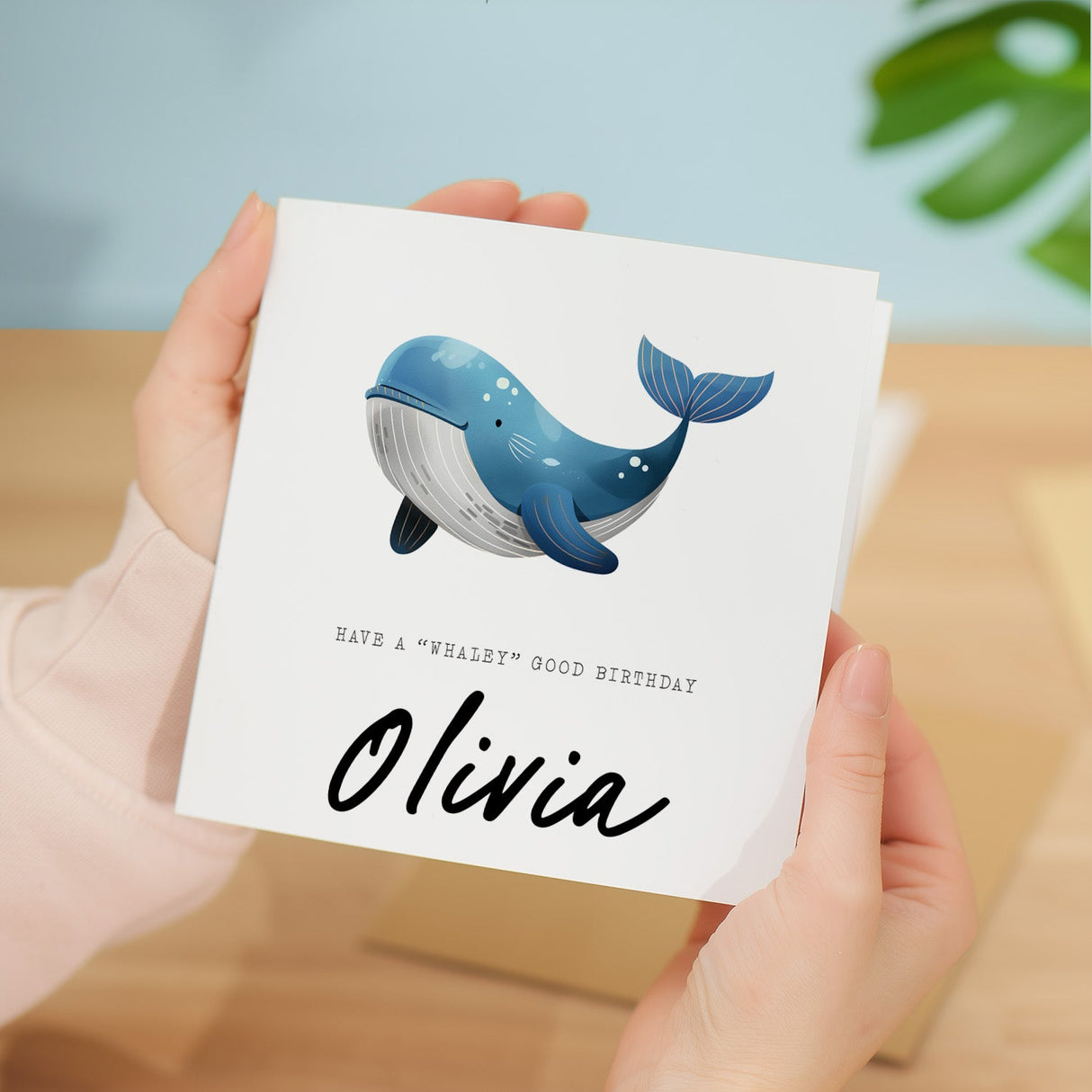 Kids Personalised Whale Birthday Card Cute Customisable Childs Card