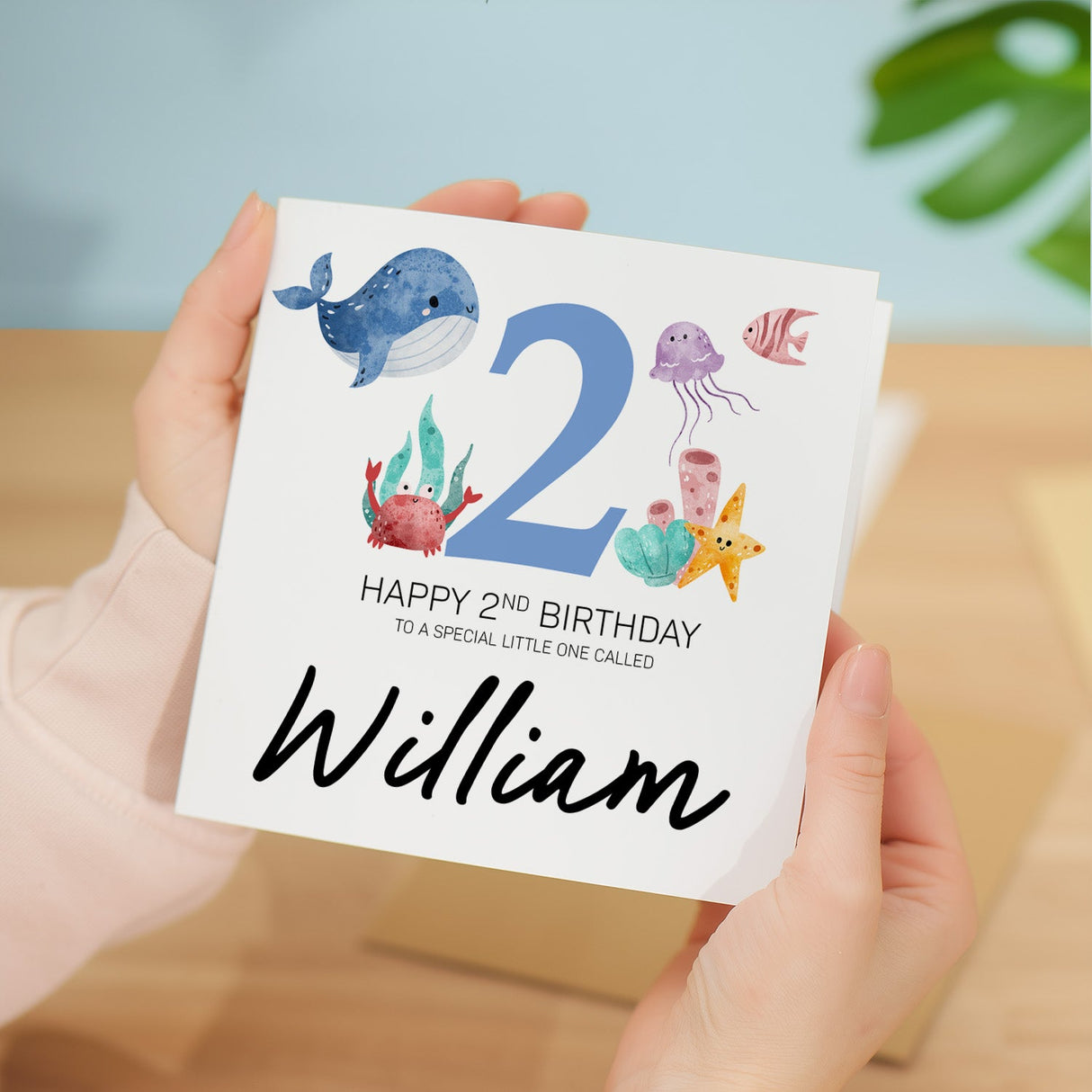 Personalised 2nd Birthday Sealife Theme Card For Boy Girl Two Years Custom