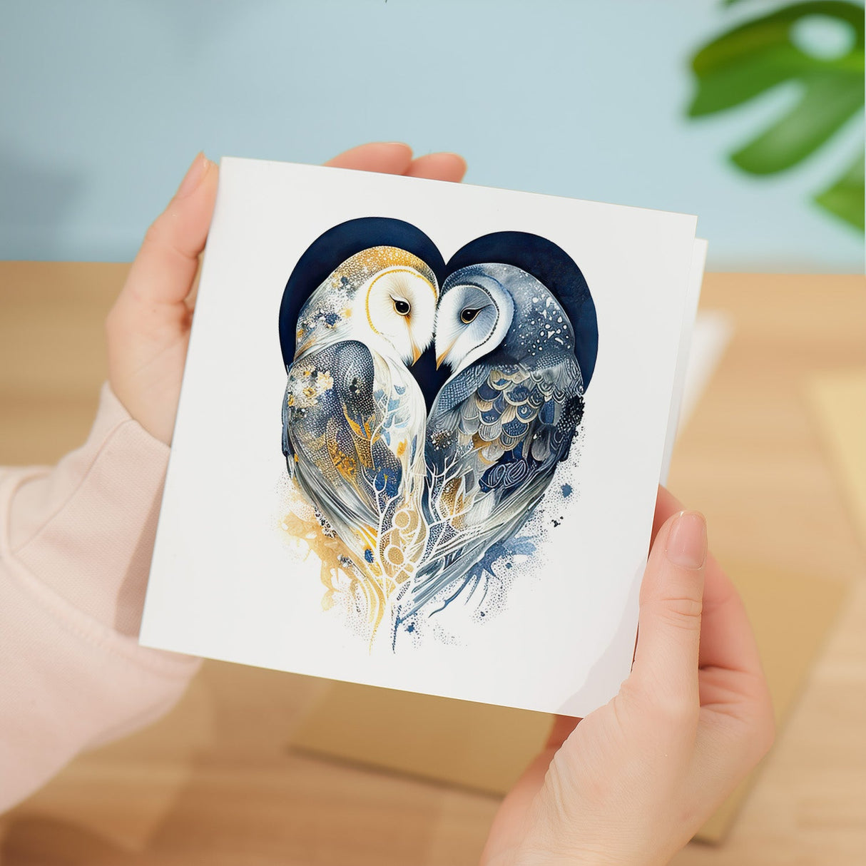 Valentine's Day Card For Wife Valentine's Day Card For Husband Boyfriend or Girlfriend Valentine's Day Card For Him or Her Blue Owls