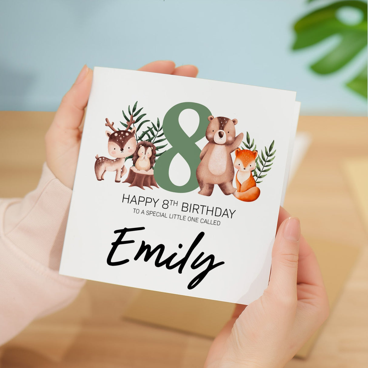 8th Birthday Custom Card Woodland Theme For Boy Girl Personalised Card