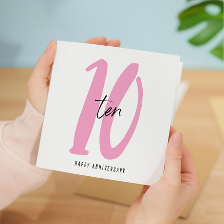 10th Wedding Anniversary Card for Him Her Wife Husband 10 Year Card