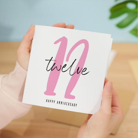 12 Year Wedding Anniversary Card For Him Her Husband Wife Twelfth Anniversary