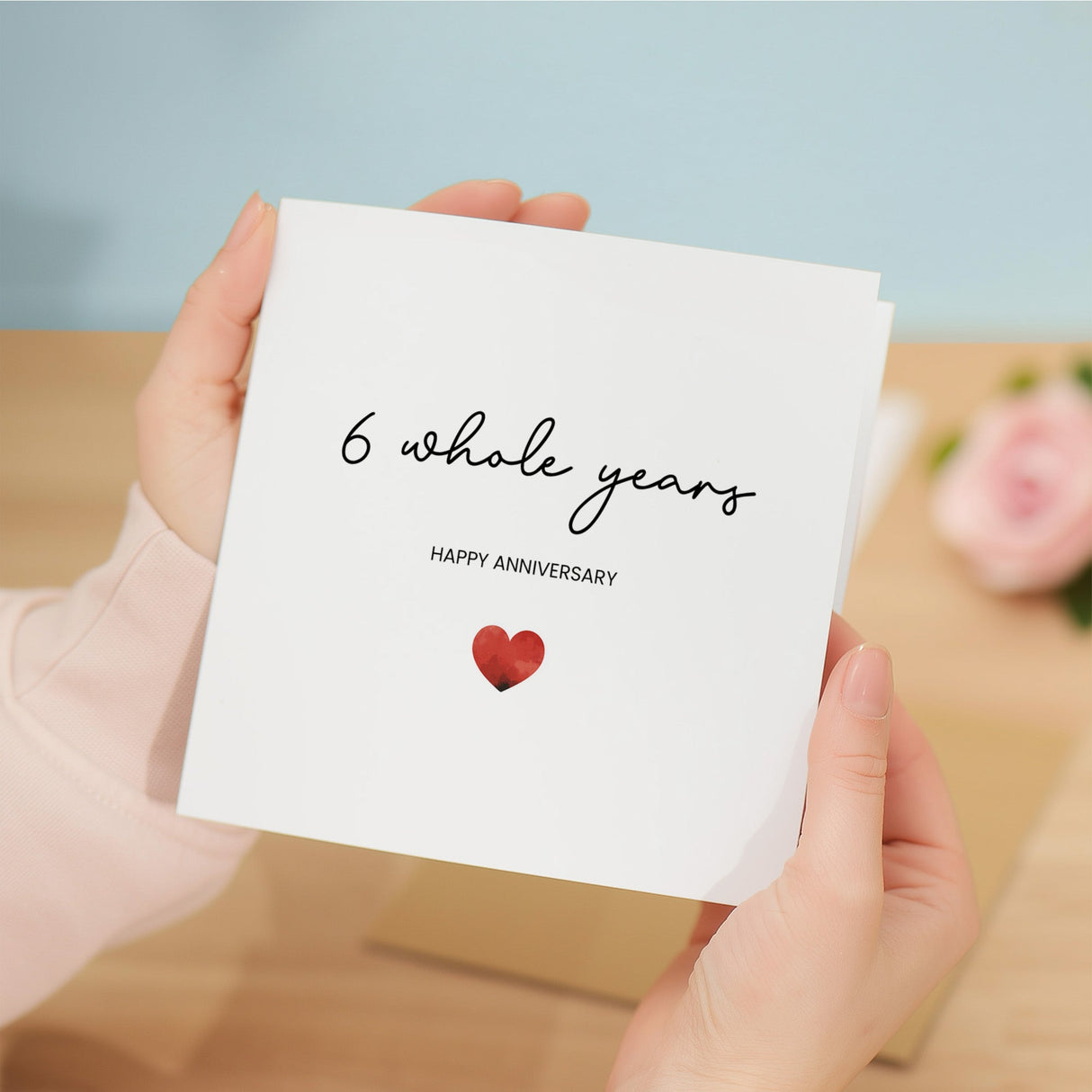 6th Anniversary Card, Husband, Wife, Girlfriend, Boyfriend, Modern Love Gesture
