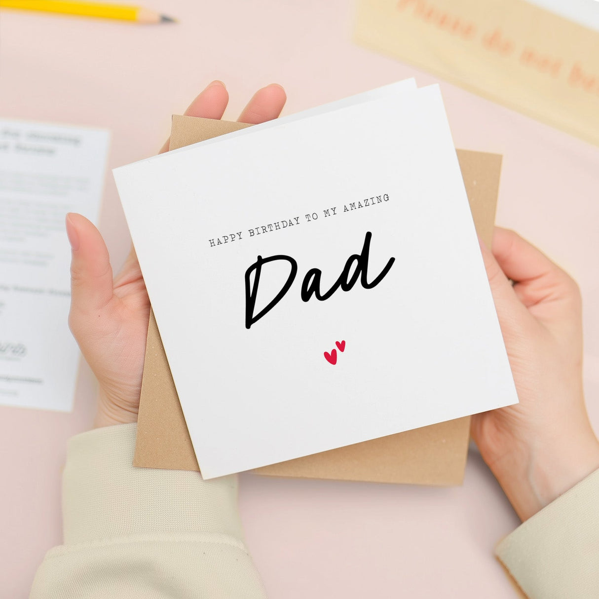 Dad Birthday Card Simple Happy Love Hearts For Amazing Father