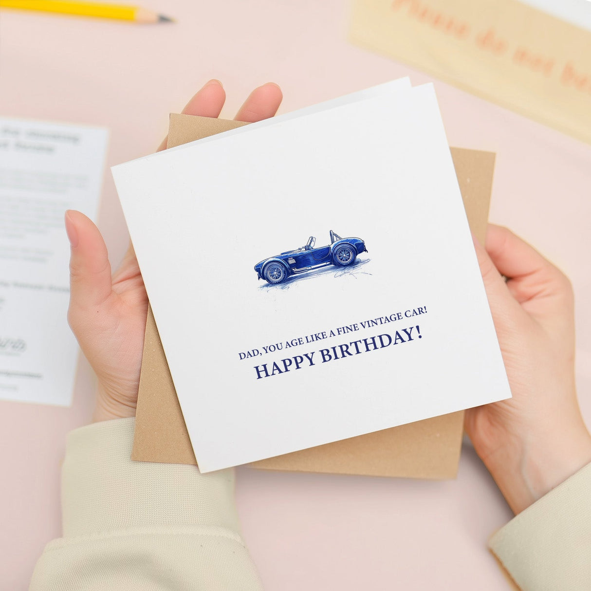 Dad Birthday Card Car Motorsport Classic Cars Lover Theme