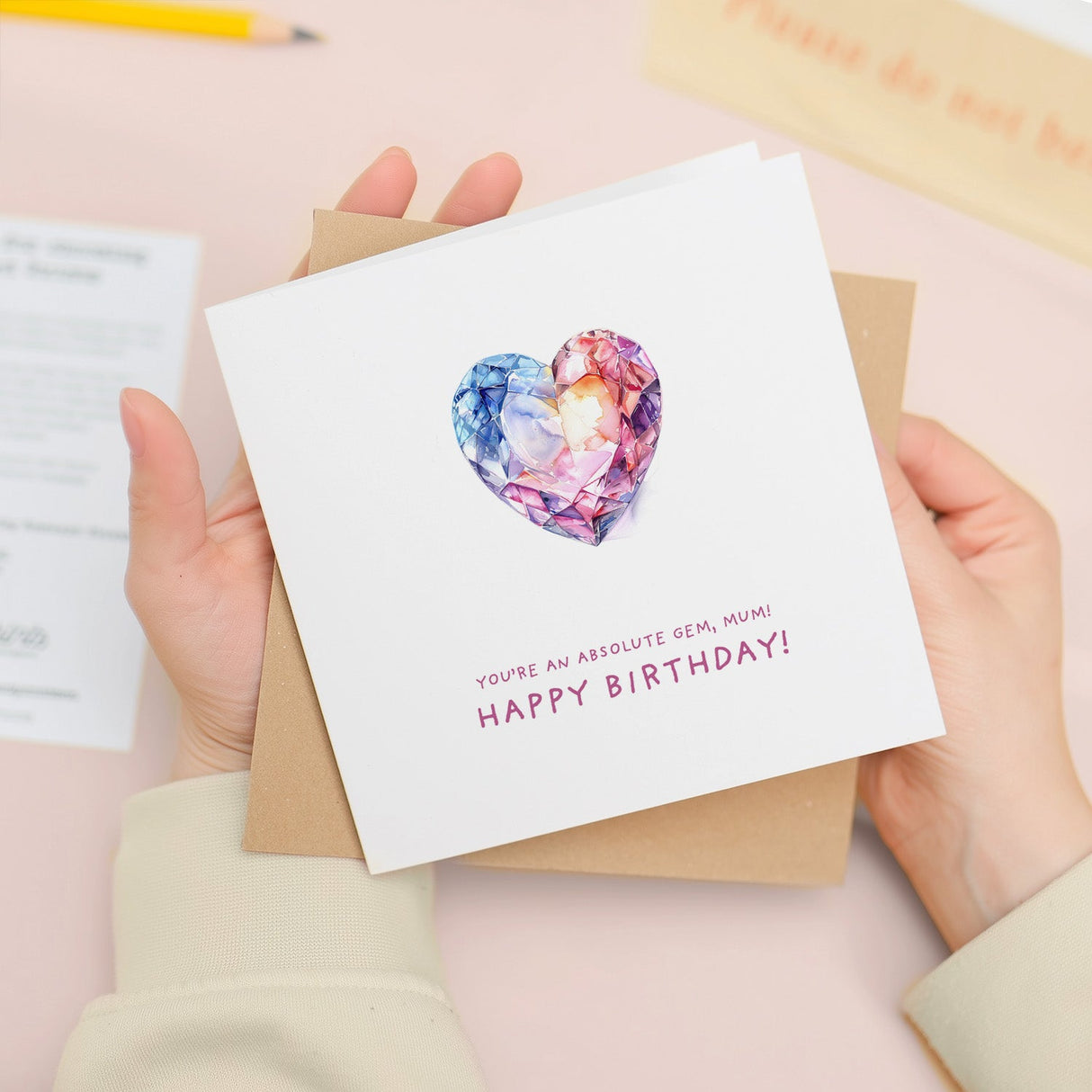 Mum Birthday Card Beautiful Gem Design Ideal for Mother Celebration