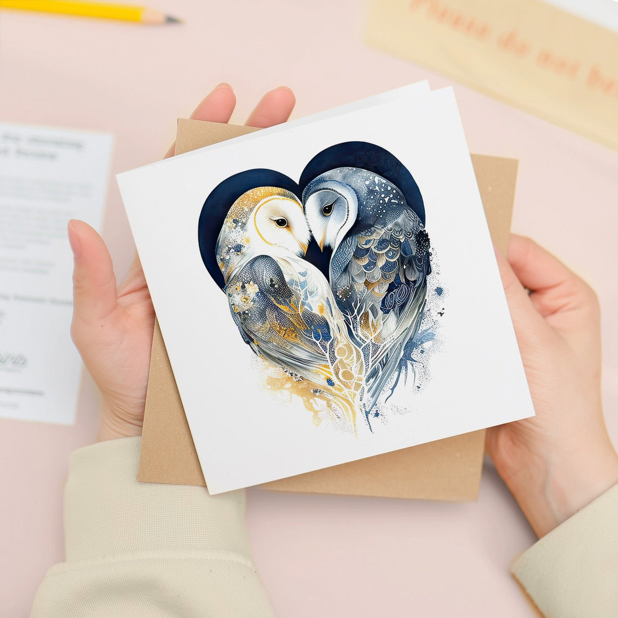 Anniversary Valentine Card for Wife Husband Boyfriend Girlfriend Blue Owls