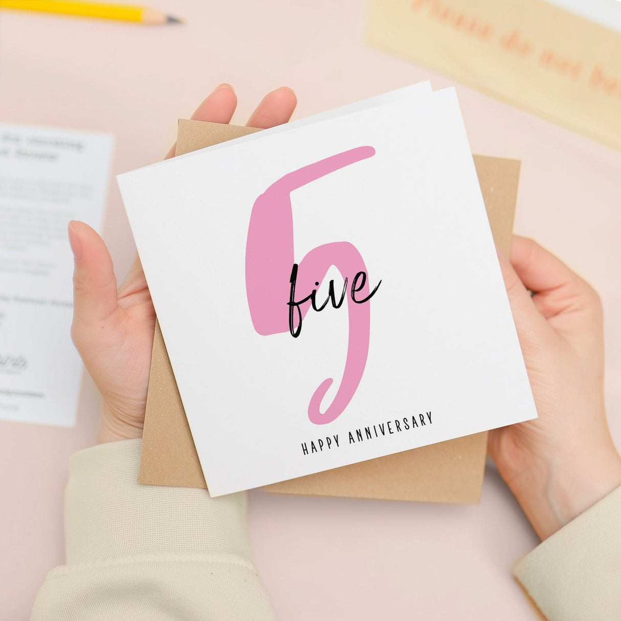 5 Year Anniversary Card for 5th Wedding Husband Wife Him Her