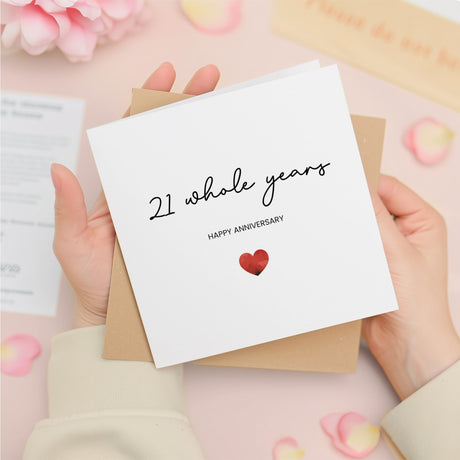 21st Anniversary Card, Perfect for Wife, Husband, Girlfriend or Boyfriend