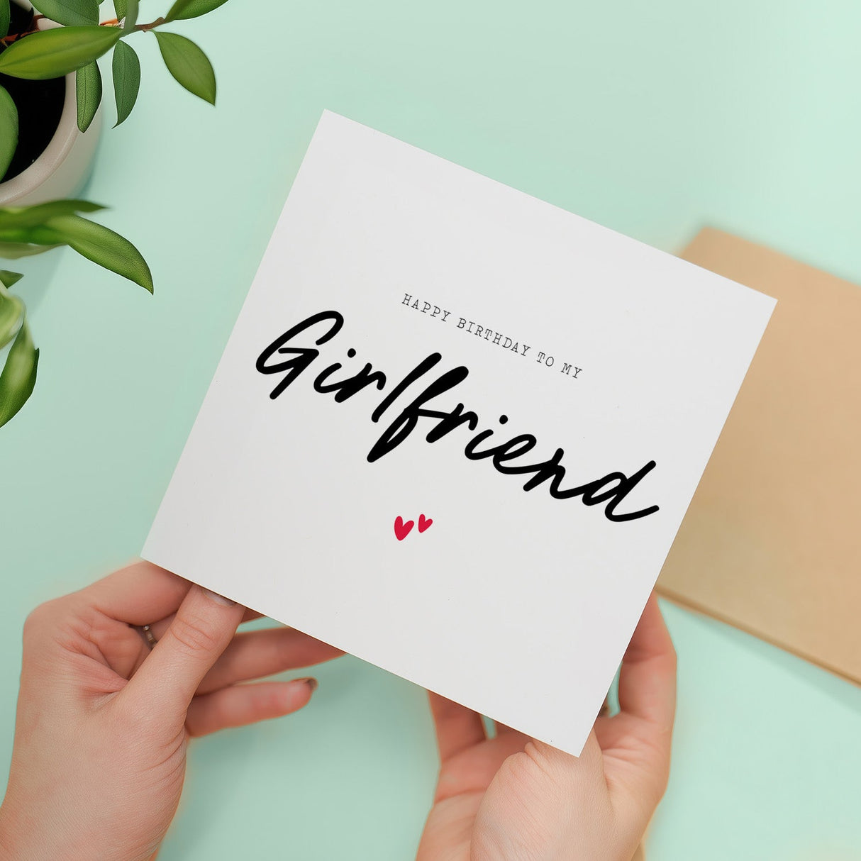 Girlfriend Birthday Card Love Hearts Happy Simple Celebration