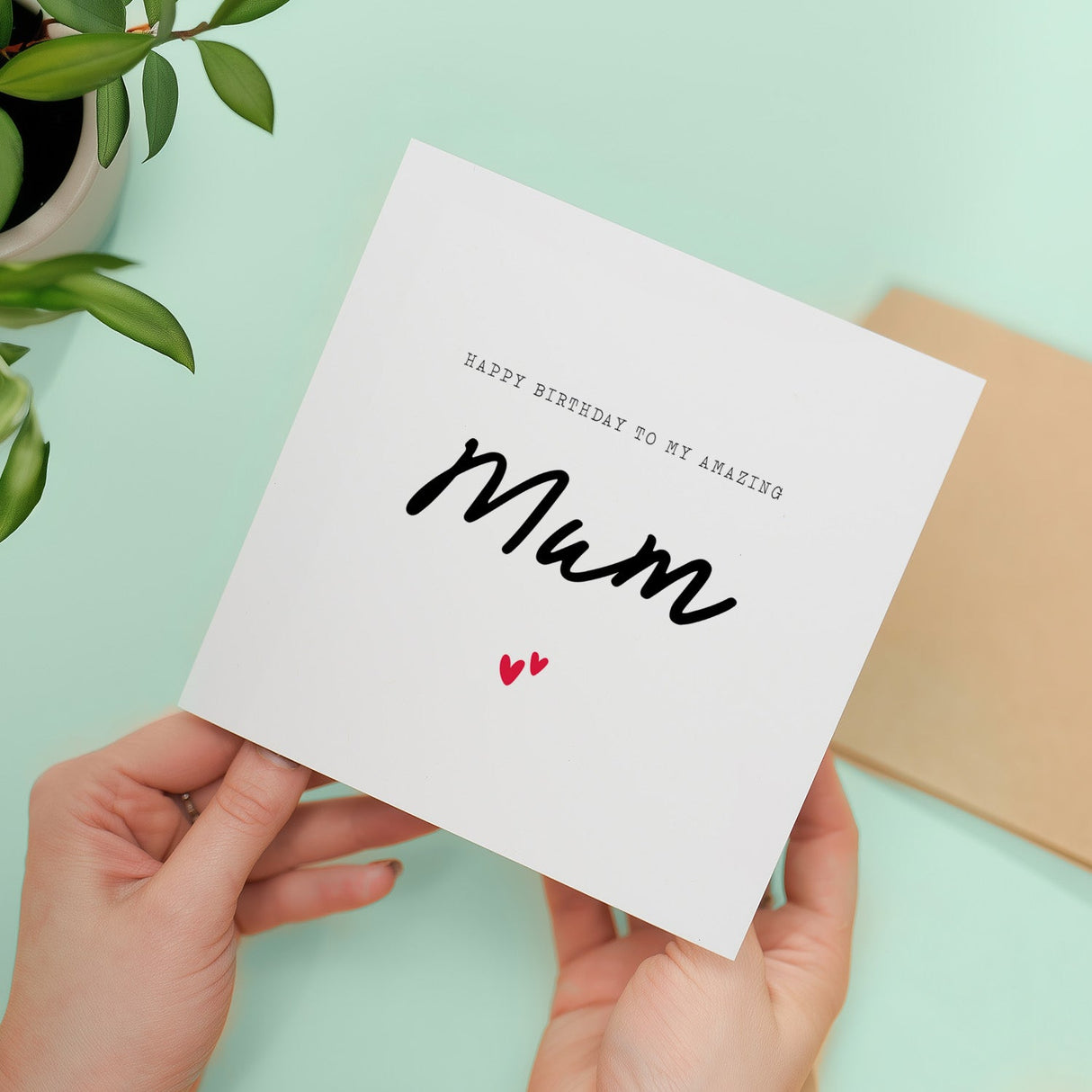 Mum Birthday Card Happy Love Hearts Simple Amazing Mother's Day
