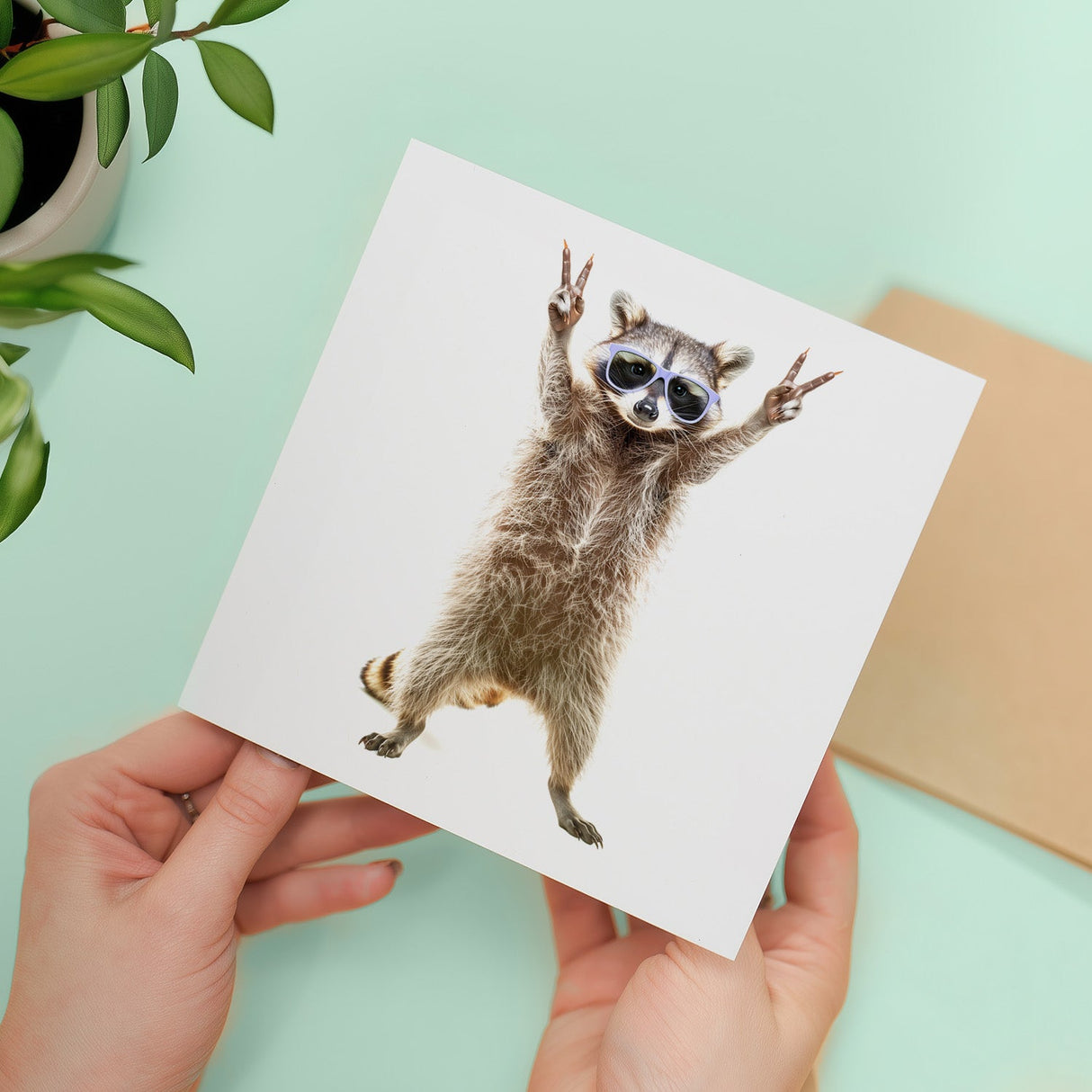 Fun Birthday Card Racoon Sunglasses for Him Brother Son Sister Daughter
