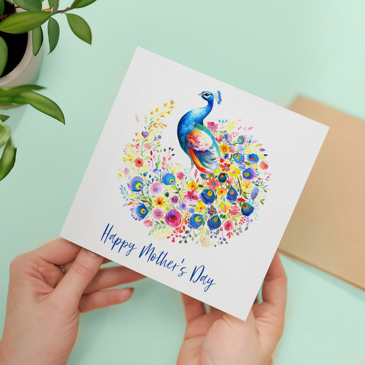 Mothers Day Card Floral Peacock For Mom Mum Mummy Mothers Day Sunday Gift