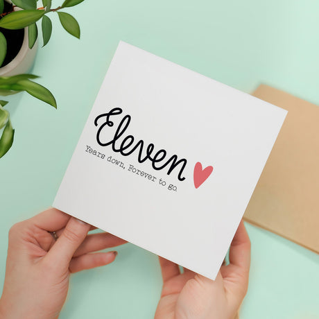 11 Year Anniversary Card for Wife Husband 11th Wedding Celebration Eleven Years