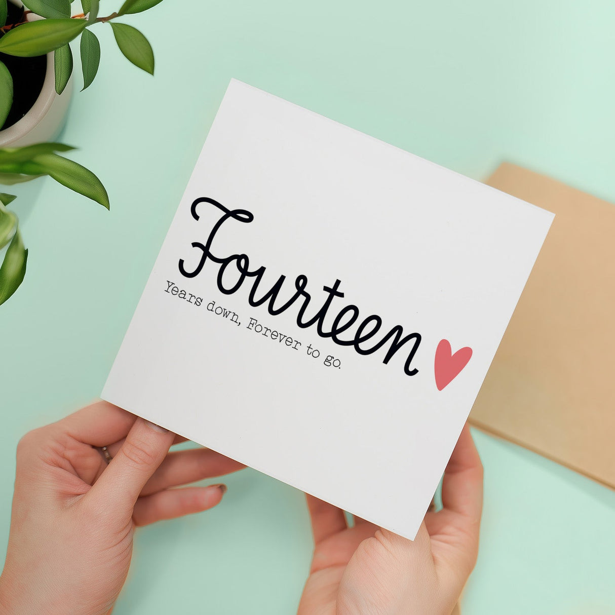 14 Year Anniversary Card for Wife Husband Wedding Fourteen Years Celebration