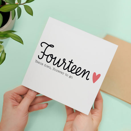 14 Year Anniversary Card for Wife Husband Wedding Fourteen Years Celebration