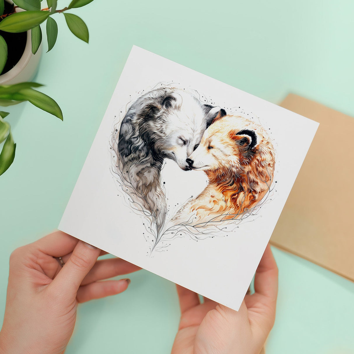 Anniversary Engagement Wedding Card for Husband Wife Couple Bear Theme