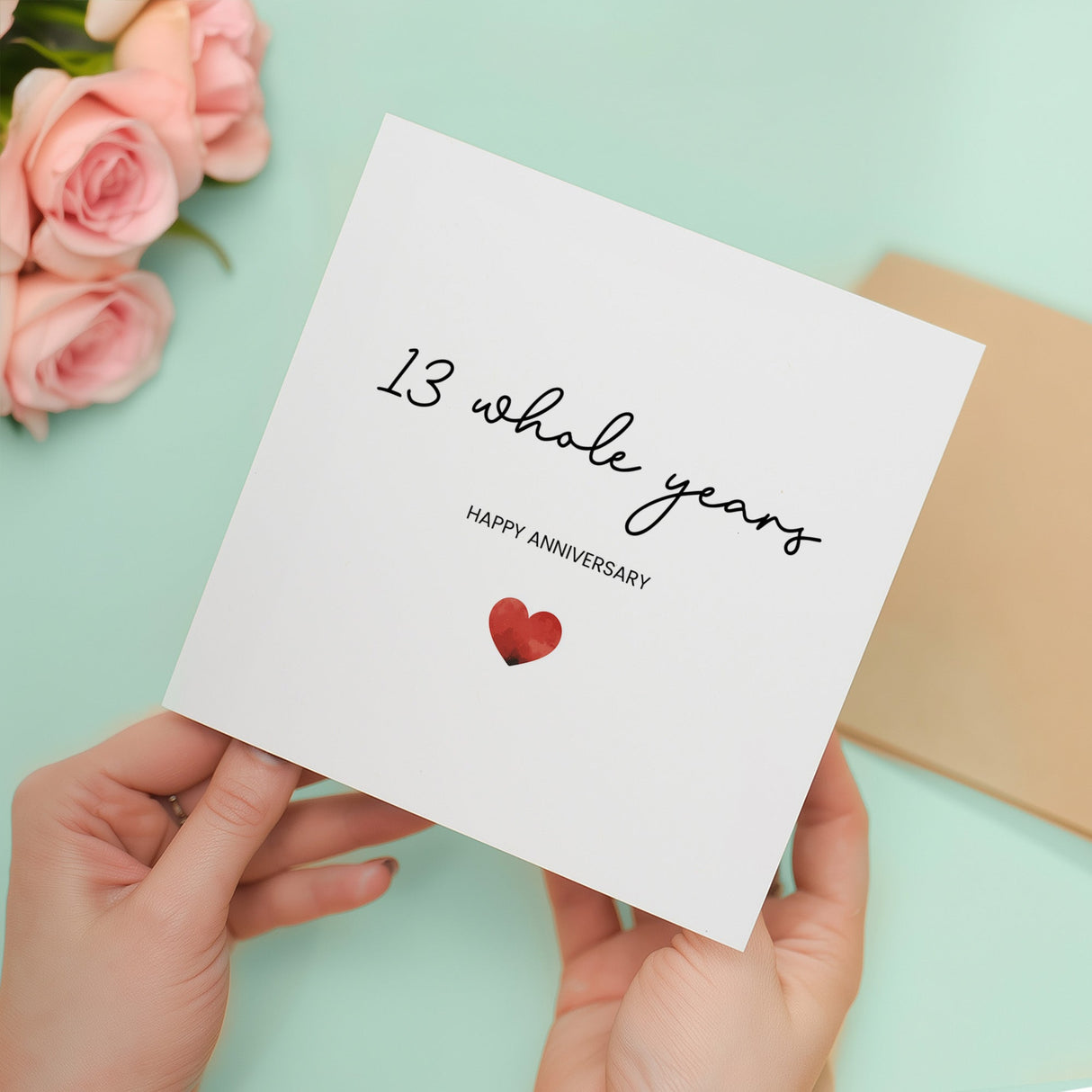 13th Anniversary Card, Modern Love Heart, Charming Gesture for Wife or Husband