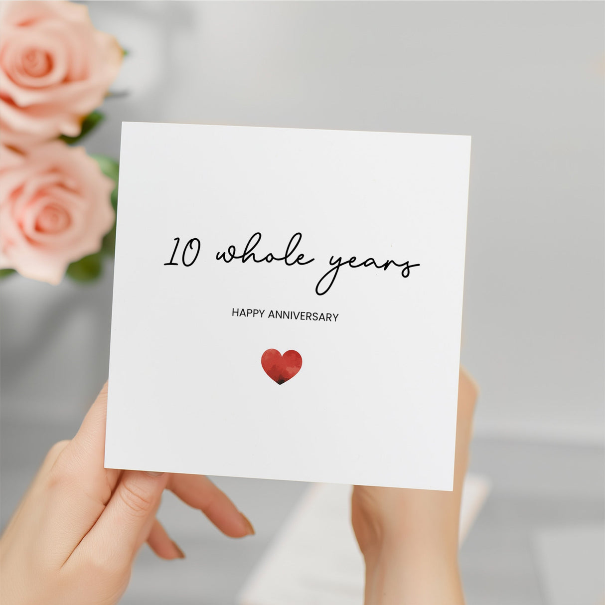 9th Anniversary Card, Wife or Husband, Modern Love Heart, Charming Gesture