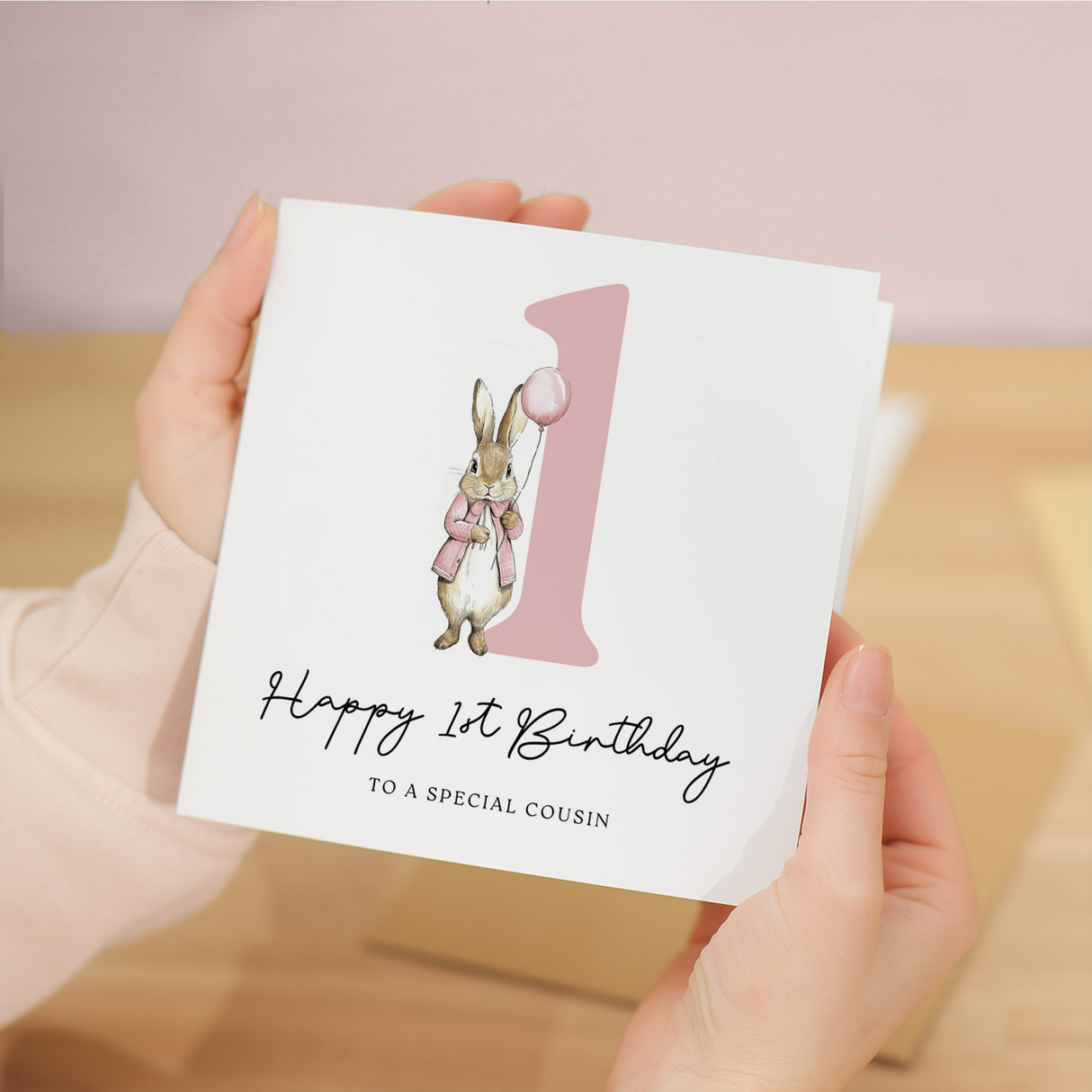 1st Birthday Card – Eco Bunny Design for Granddaughter, Sister, Niece or Daughter