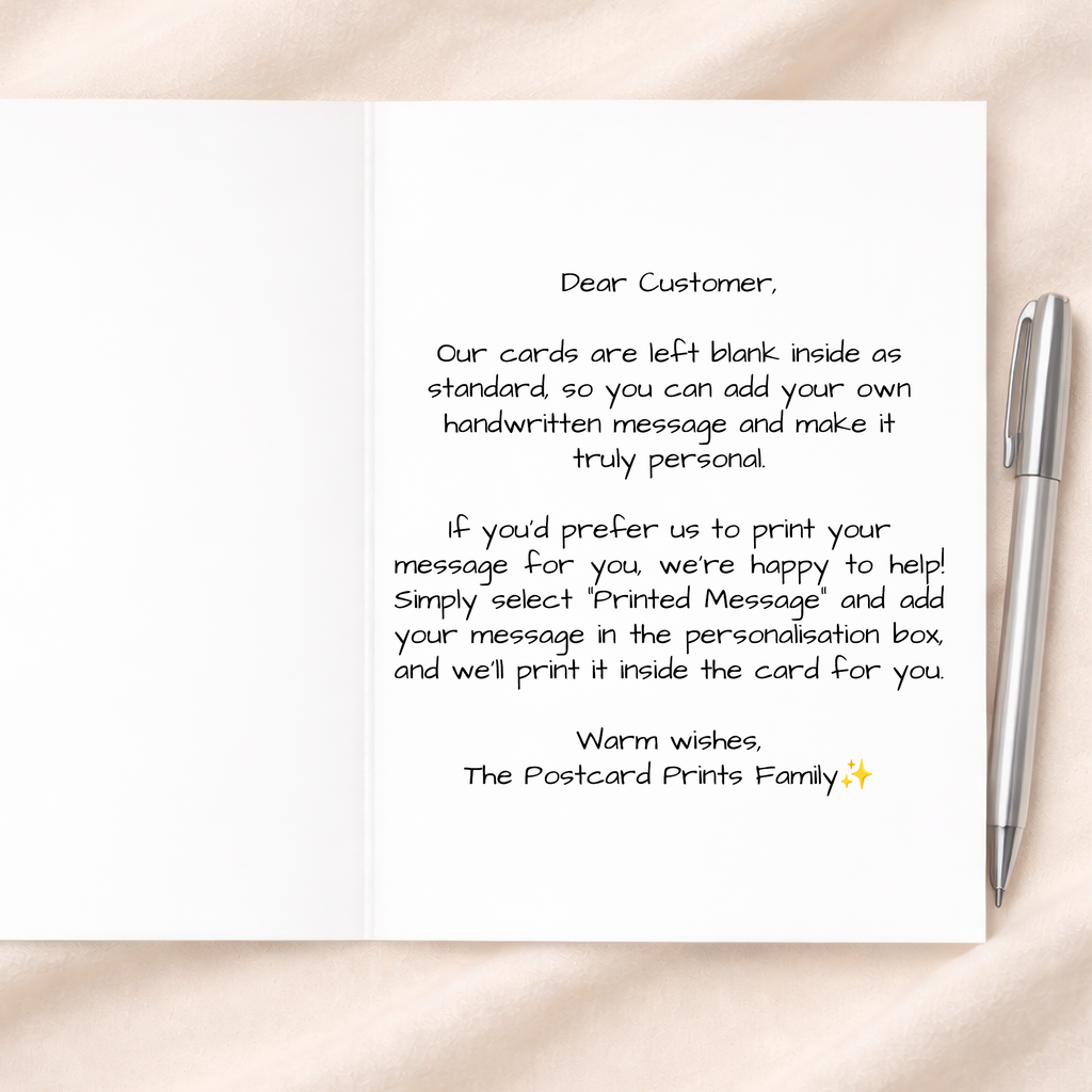 5x7 anniversary card printed message option information