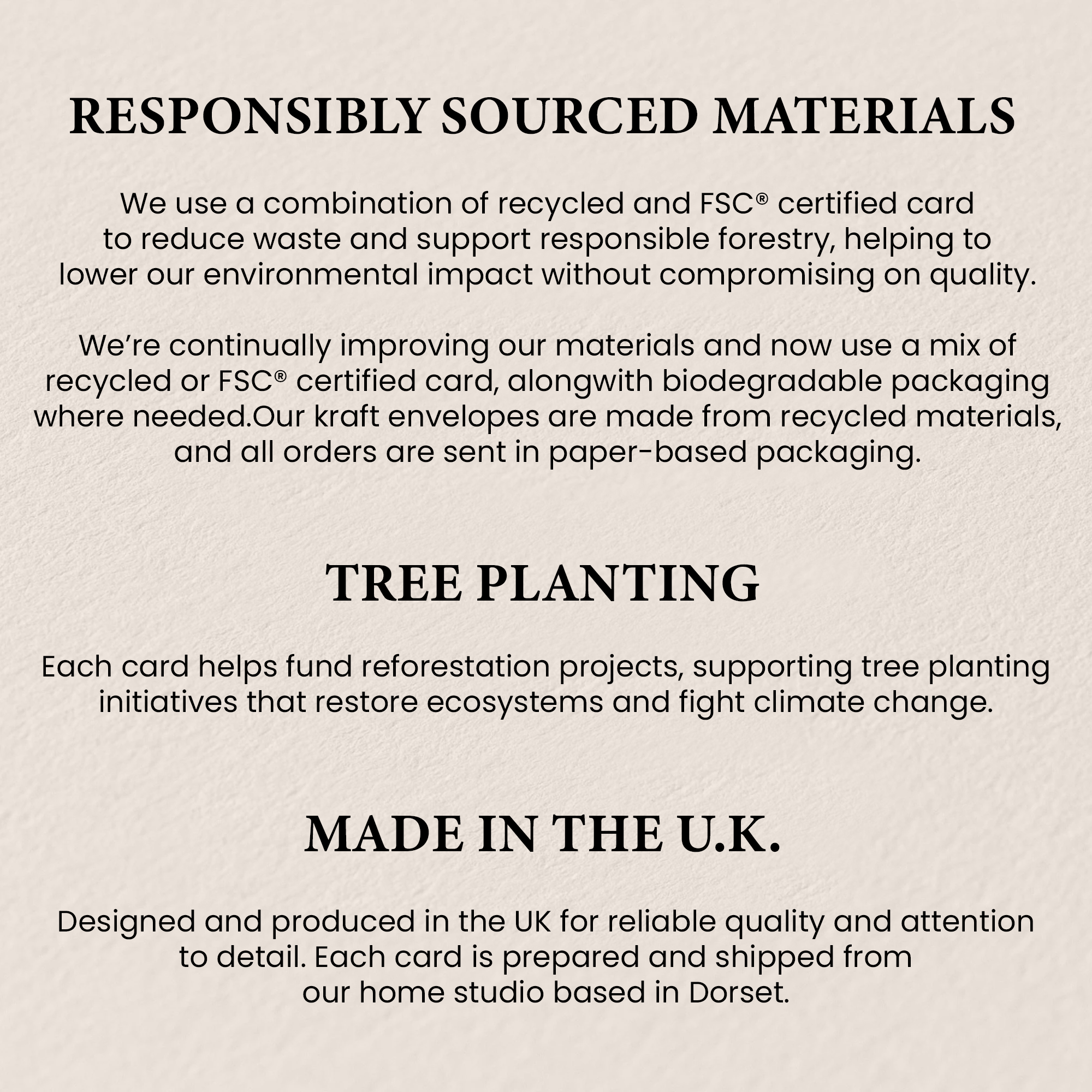 Greeting card delivery and sustainability information