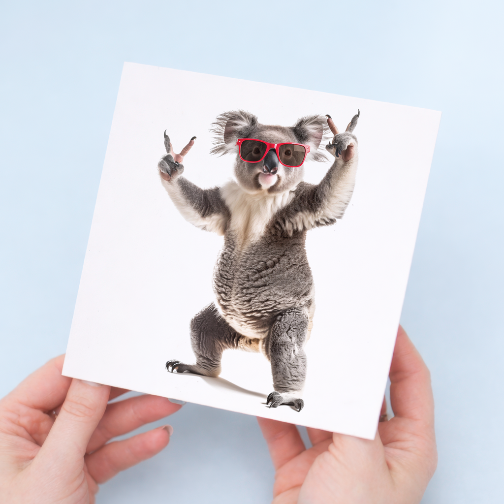 Fun Koala Wearing Sunglasses Birthday Card, Eco-Friendly Material, For Him or Her