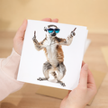 Fun Lemur Birthday Card with Sunglasses, Eco-Friendly Material, For Him or Her