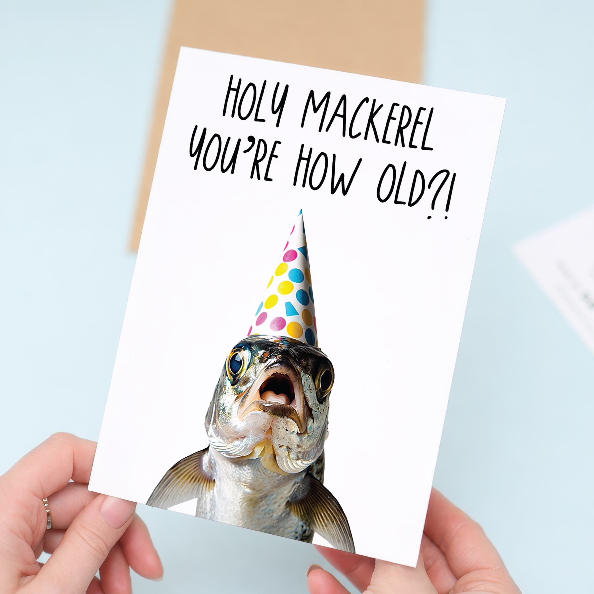 Funny Fishing Birthday Card with a Fisherman Character, Eco-Friendly Material, For Him or Dad