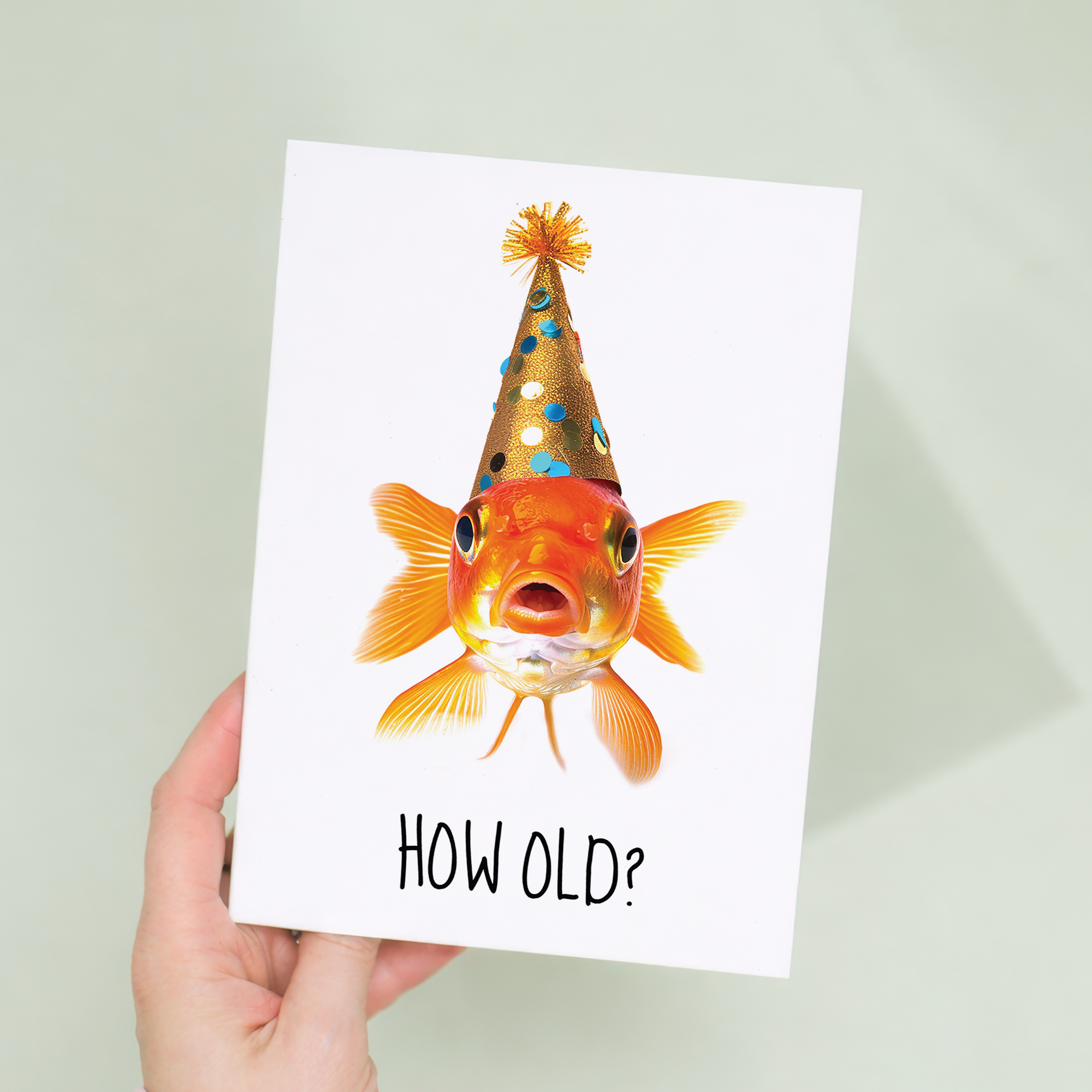 Funny Gold Fish Birthday Card with Fishing Theme, Eco-Friendly Material, For Him or Her