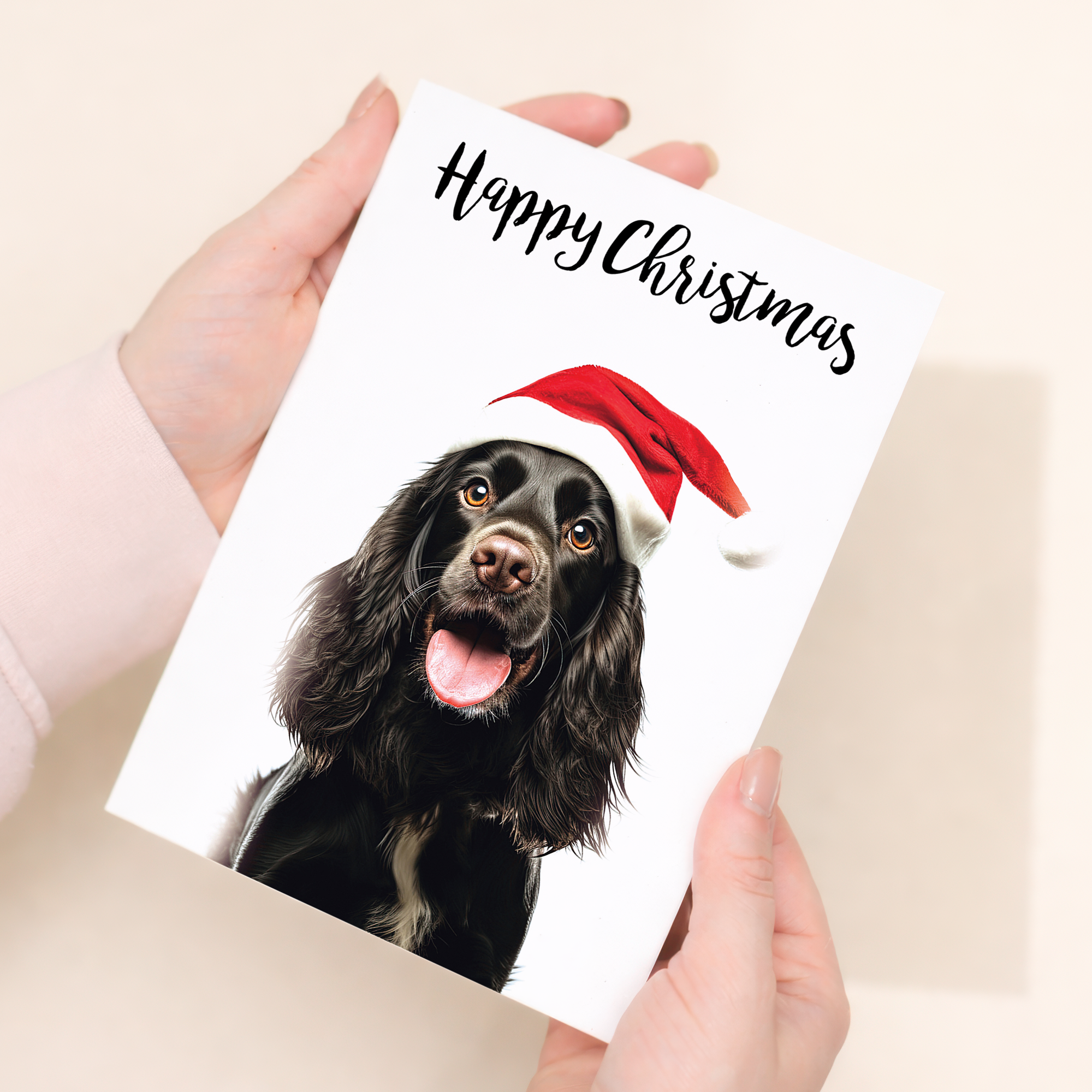 Festive Cocker Spaniel Christmas Card, Eco-Friendly Material, For Him or Her