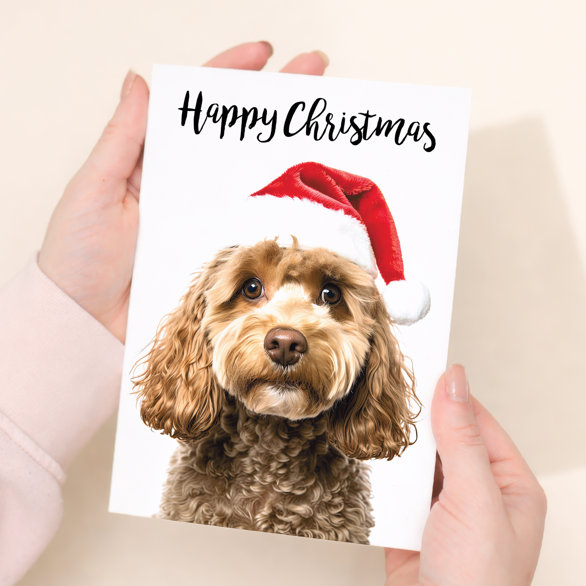 Festive Cockerpoo Dog Christmas Card, Eco-Friendly Material, For Him or Her