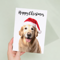Golden Retriever Dog Christmas Card with Festive Illustration, Eco-Friendly Material, For Him or Her