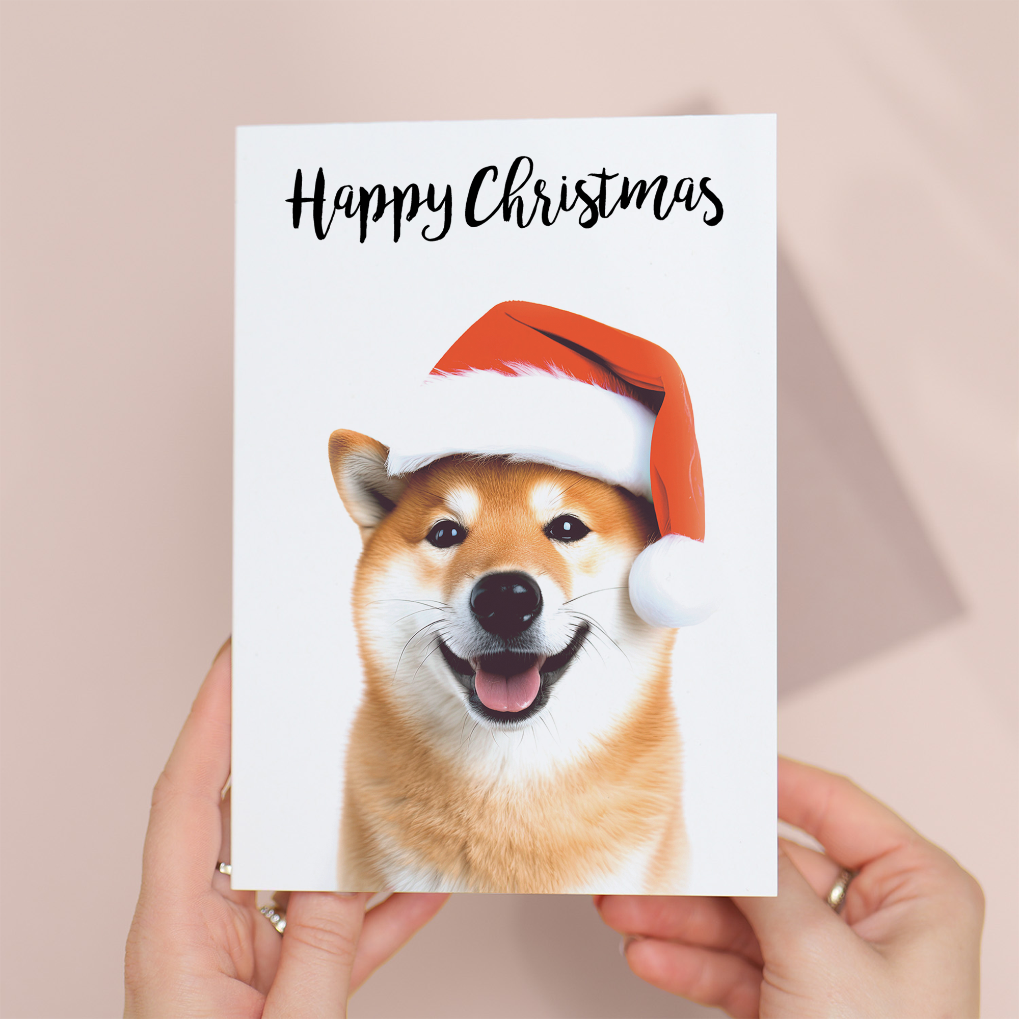 Adorable Shiba Inu Dog Christmas Card, Eco-Friendly Material, For Him or Her