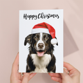 Festive Collie Dog Christmas Card for Him or Her, Eco-Friendly Material, Unique Holiday Illustration