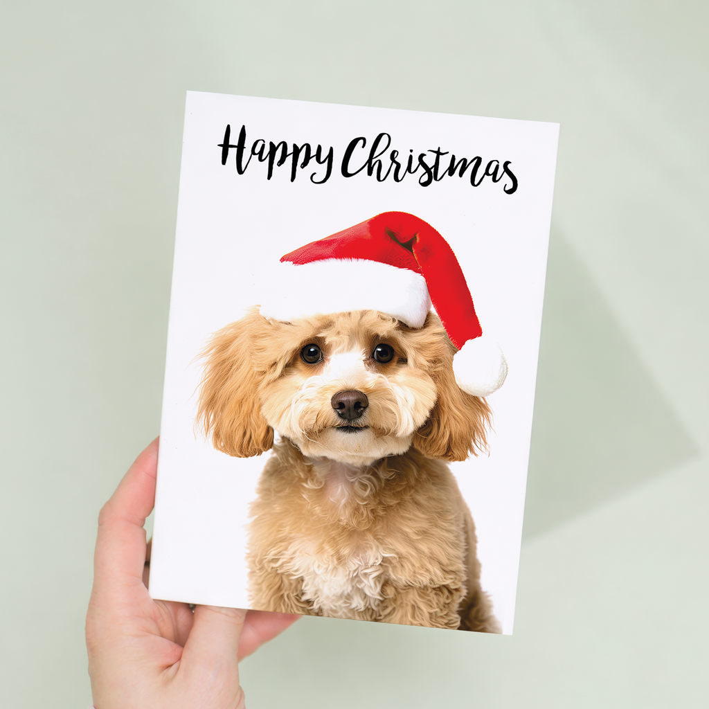 Cute Christmas Card with Poodle, Eco-Friendly Material, For Him or Her, Dog Lovers Holiday Design