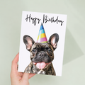 Adorable French Bulldog Birthday Card with Colorful Balloons, Eco-Friendly Material, For Him or Her