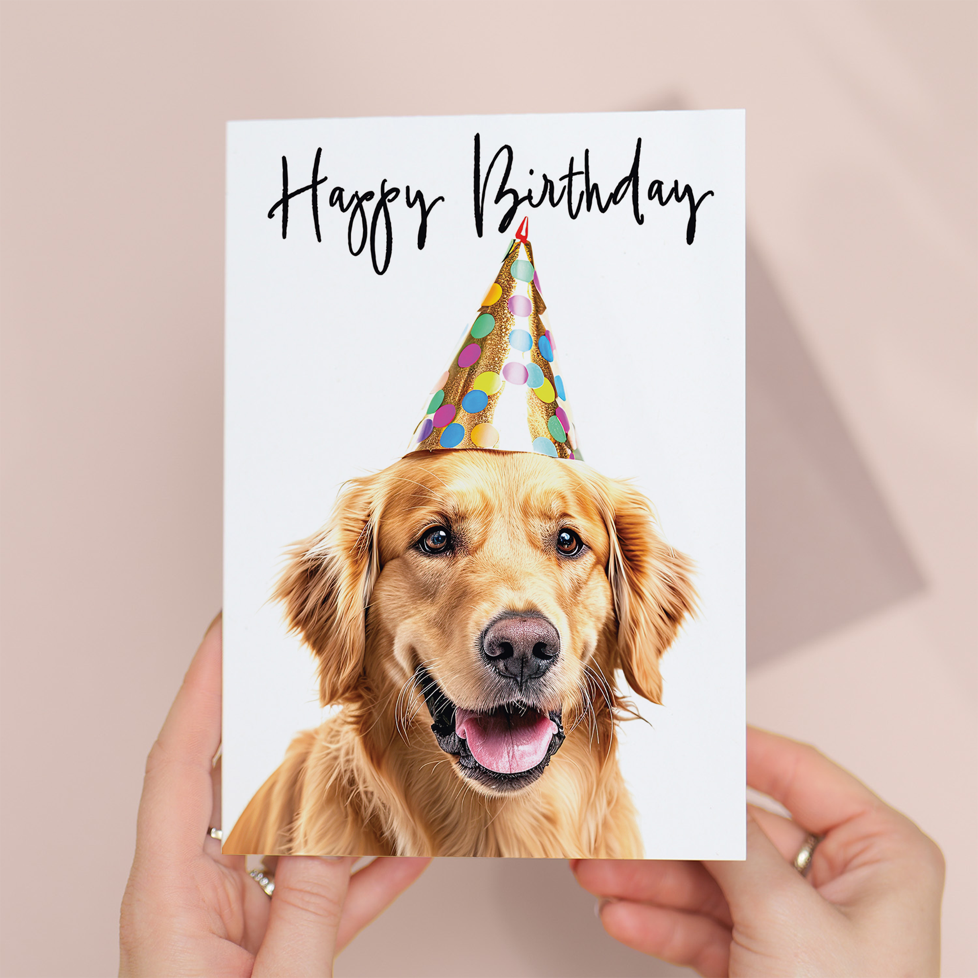 Golden Retriever Birthday Card with Modern and Realistic Design, Eco-Friendly Material, For Him or Her