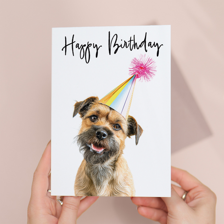 Border Terrier Dog Birthday Greeting Card for Him or Her, Eco-Friendly Recycled Material